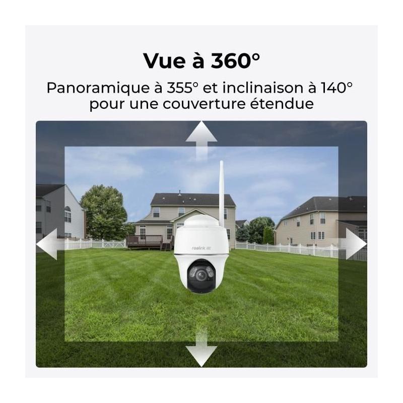 Caméra extérieure REOLINK B440 avec panneau solaire - Blanc