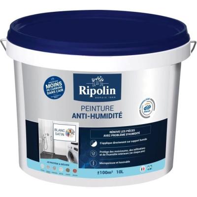Peinture anti-humidité RIPOLIN 424185 Blanc Satin 10 L - Protection durable