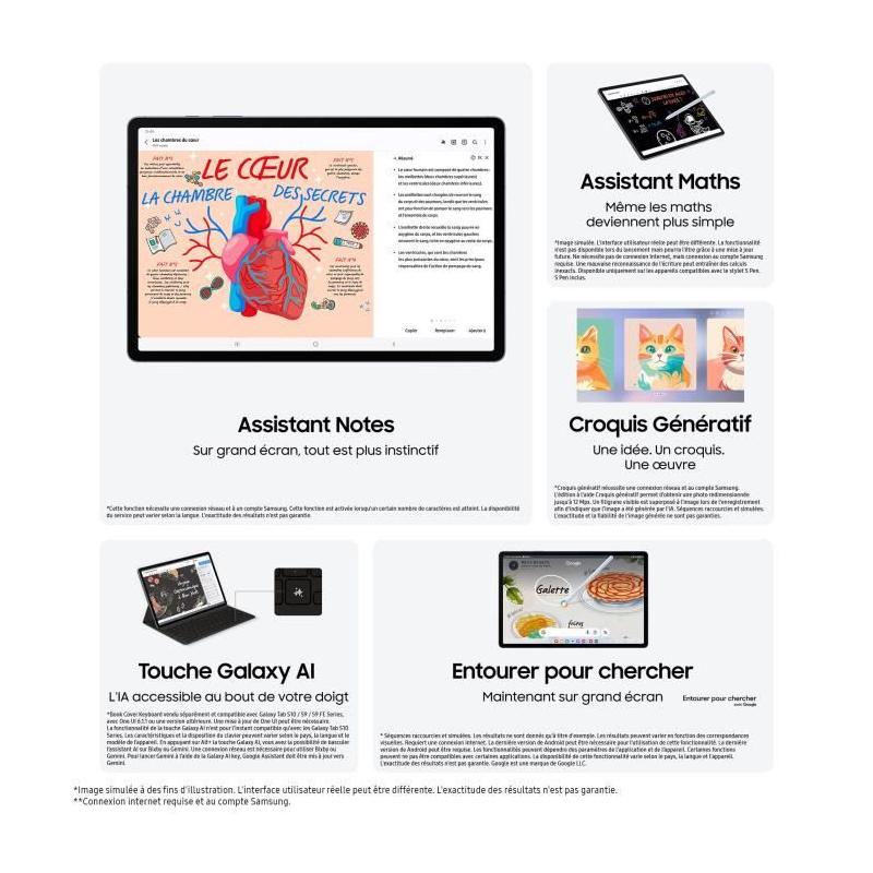 Tablette Tactile Samsung Galaxy Tab S10+ 12,4 5G 256Go Gris
