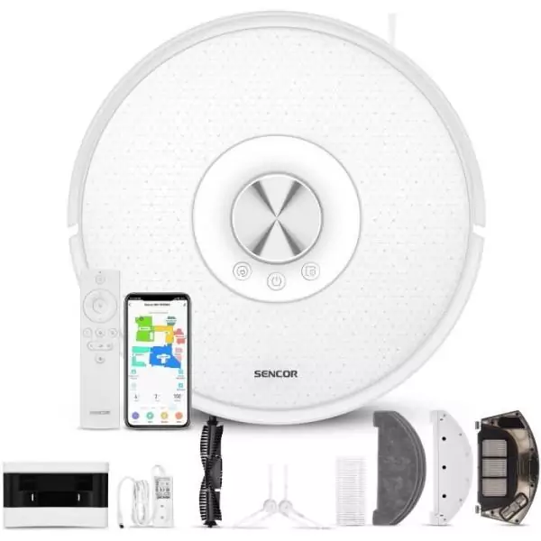 Aspirateur Robot Laveur - SENCOR SRV 9350WH - 4000 Pa - 200 min - 65 dB - Blanc