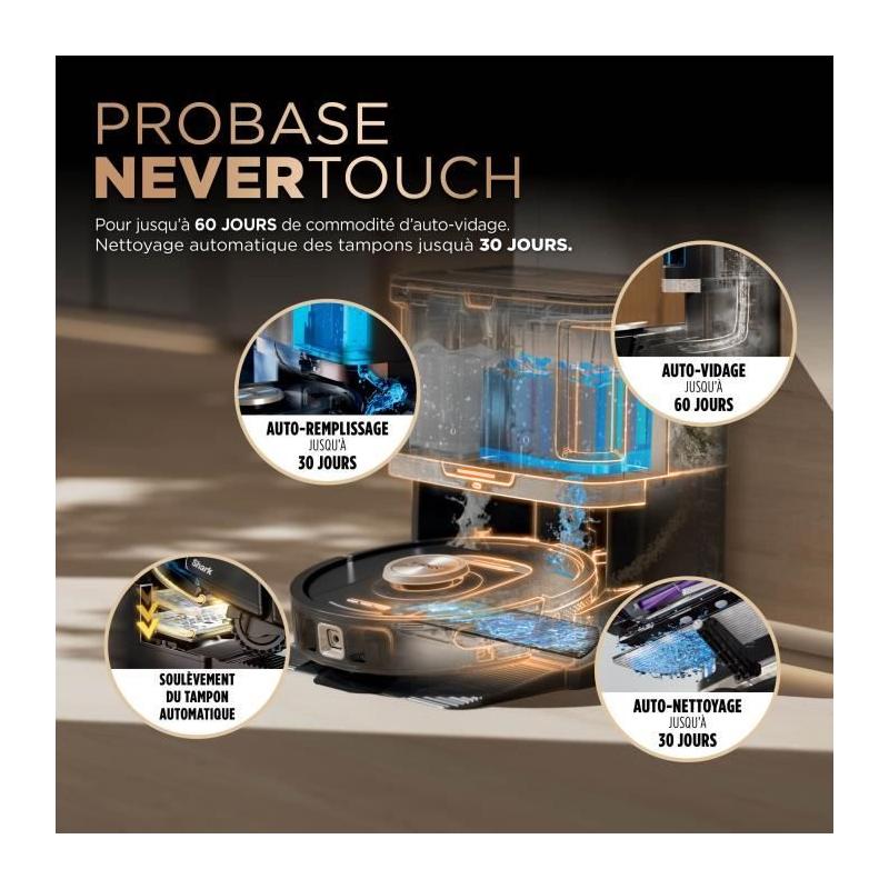 Aspirateur Robot & Laveur Shark RV2800ZEEU PowerDetect NeverTouch Pro 2-en-1 - Tout-en-un
