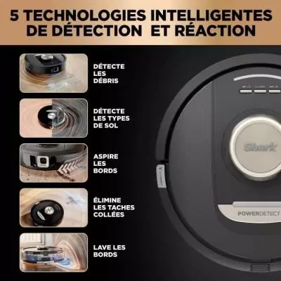 Aspirateur Robot & Laveur Shark RV2800ZEEU PowerDetect NeverTouch Pro 2-en-1 - Tout-en-un