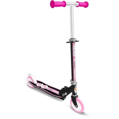 Trottinette pliable rose avec plateau ergonomique