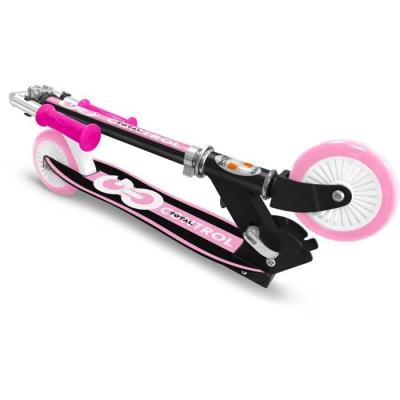 Trottinette pliable rose avec plateau ergonomique