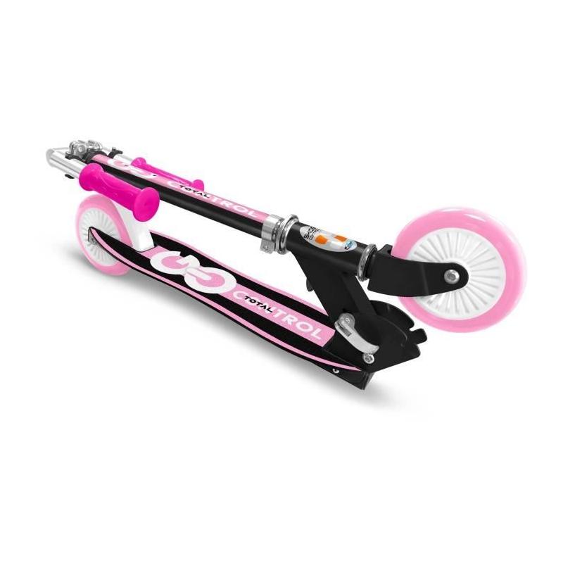 Trottinette pliable rose avec plateau ergonomique