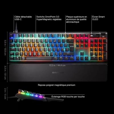 Clavier gamer mécanique filaire - STEELSERIES - APEX PRO GEN 3 - Noir - Haute Performance
