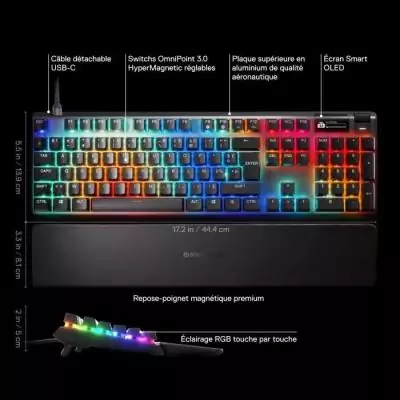 Clavier gamer mécanique filaire - STEELSERIES - APEX PRO GEN 3 - Noir - Haute Performance