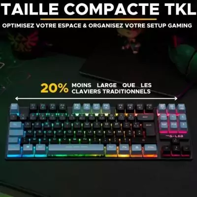 Clavier Gamer TKL - The G-Lab KEYZ CAESIUM - Effets RGB - Noir & Gris Clavier Gamer TKL - The G-Lab KEYZ CAESIUM - Effets RGB - Noir & Gris