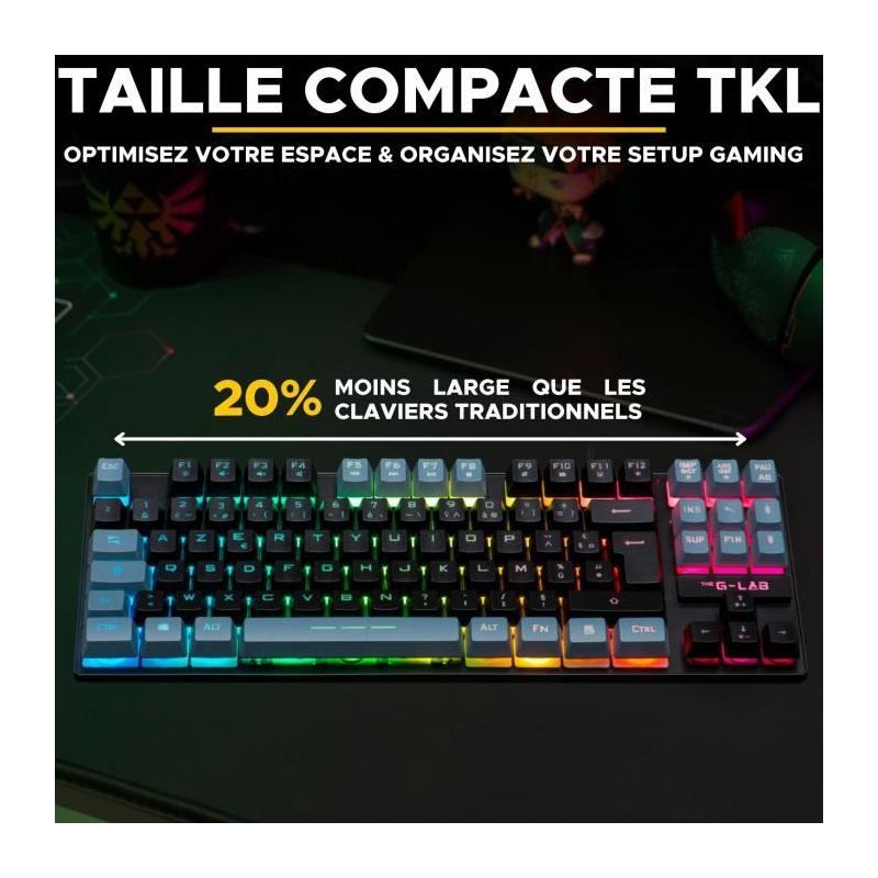 Clavier Gamer TKL - The G-Lab KEYZ CAESIUM - Effets RGB - Noir & Gris