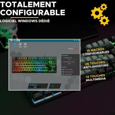 Clavier Gamer TKL - The G-Lab KEYZ CAESIUM - Effets RGB - Noir & Gris