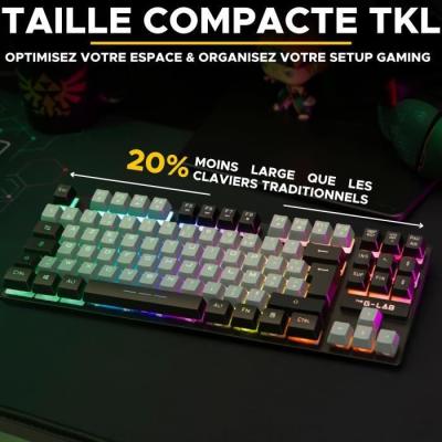 Clavier Gamer The G-Lab KEYZ CAESIUM RGB Gris & Noir TKL - Compact et Lumineux