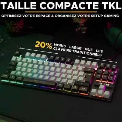 Clavier Gamer The G-Lab KEYZ CAESIUM RGB Gris & Noir TKL - Compact et Lumineux Clavier Gamer The G-Lab KEYZ CAESIUM RGB Gris & Noir TKL - Compact et Lumineux