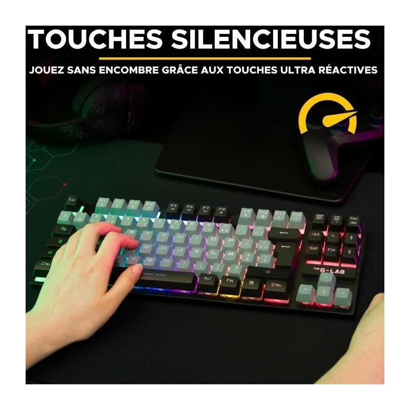 Clavier Gamer The G-Lab KEYZ CAESIUM RGB Gris & Noir TKL - Compact et Lumineux