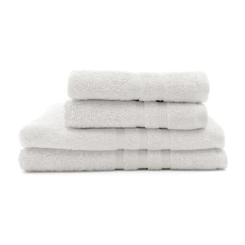 Ensemble de bain 100% coton - 2 Serviettes + 2 Draps - Craie