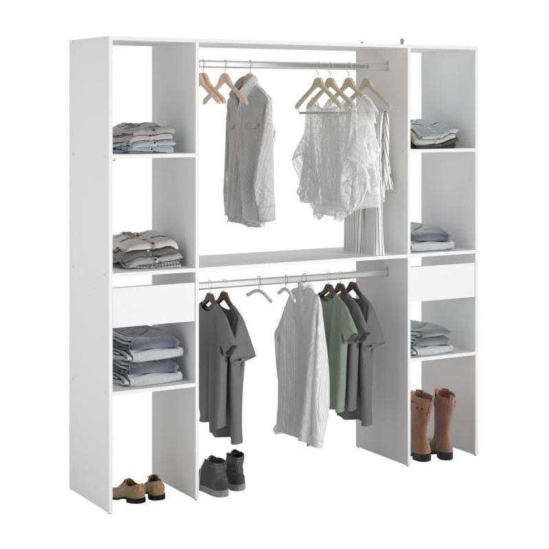 Kit dressing ARTIC EKIPA - Glamour blanc - 2 penderies + 2 tiroirs