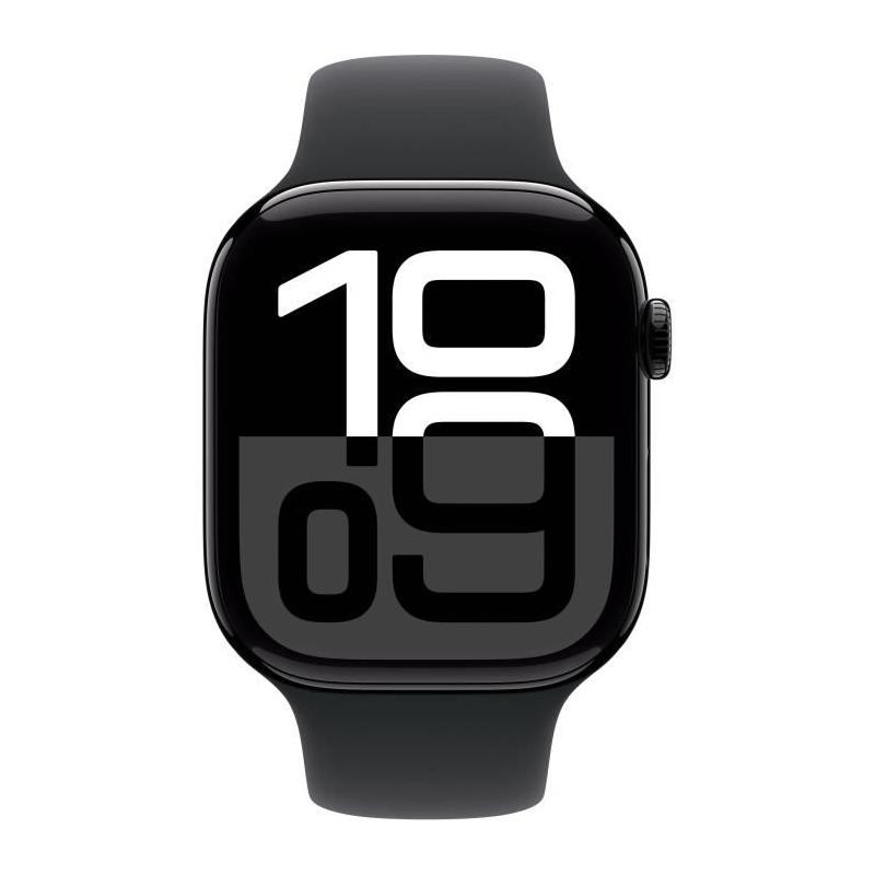 Apple Watch Series 10 GPS + Cellular - Boîtier Aluminium Jet Black - Bracelet Sport Noir - M/L