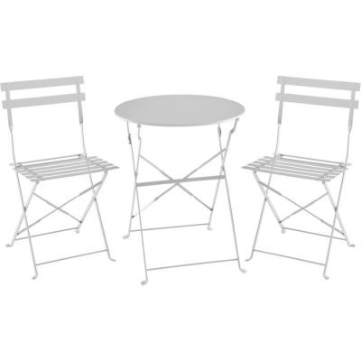 Ensemble repas de jardin pliant - 2 chaises - Gris