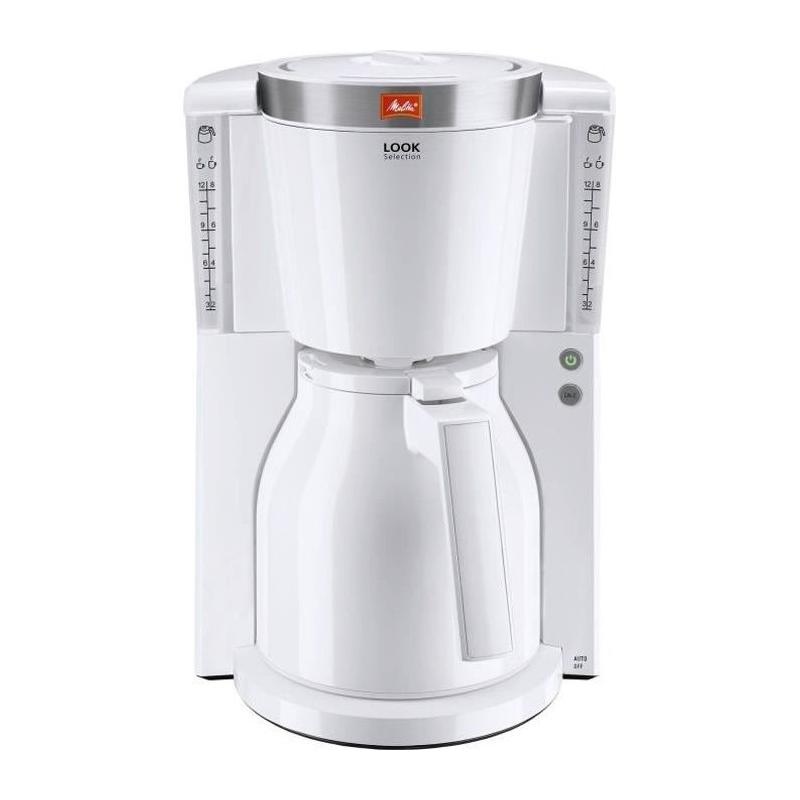 Cafetière filtre MELITTA Look IV Therm Selection 1011-11 Blanc/Acier Brossé - 12 tasses