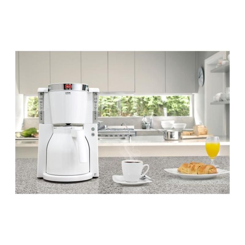 Cafetière filtre MELITTA Look IV Therm Selection 1011-11 Blanc/Acier Brossé - 12 tasses