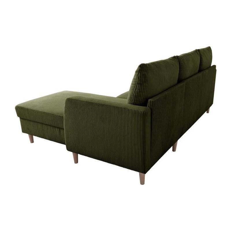 Canapé d'angle fixe 3 places CHIPY - Tissu Lincoln Kaki