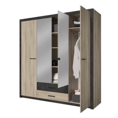 Armoire Chene Kronberg - 4 portes et 2 tiroirs - 203,1 cm