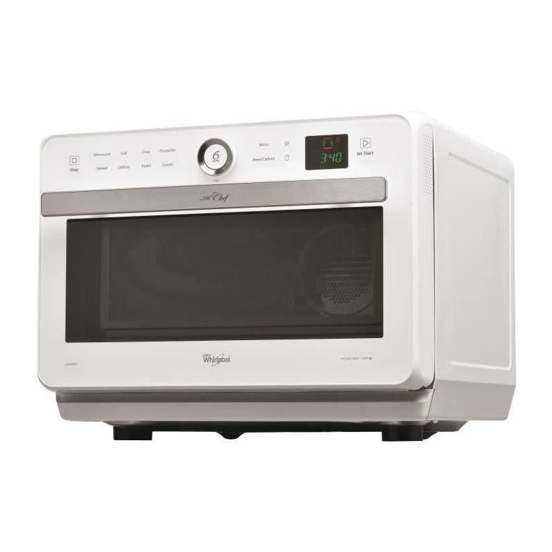 Four à micro-ondes Whirlpool Jet Chef 33L Blanc - 6eme Sens Combi Crisp Vapeur