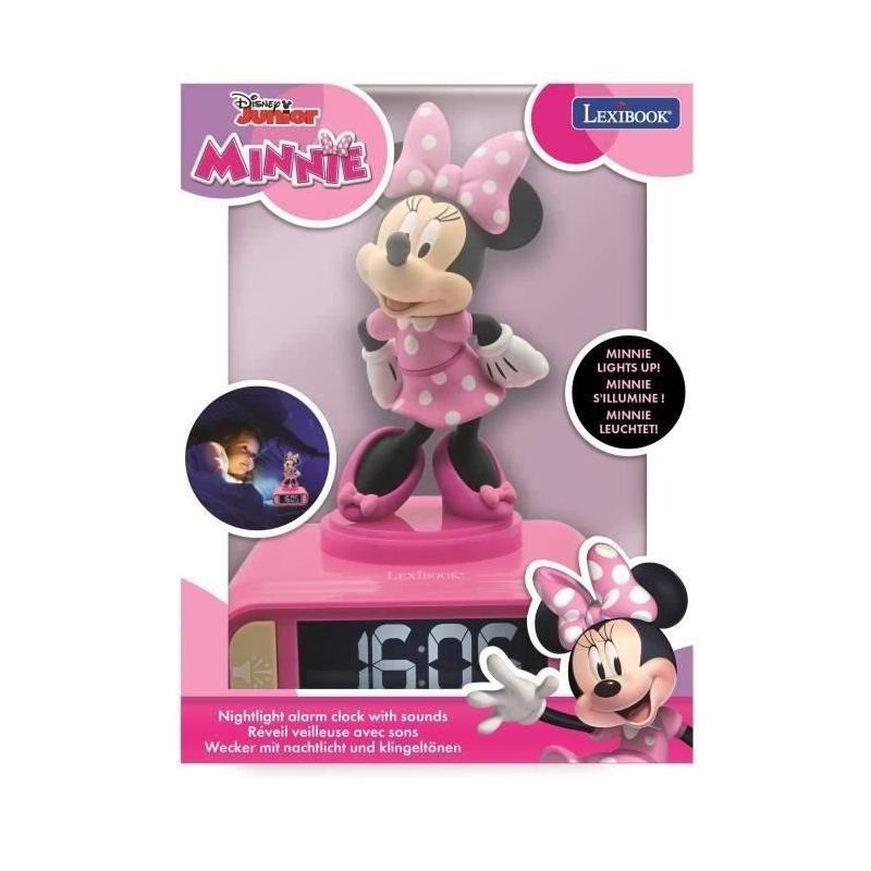 Réveil Minnie 3D lumineux avec effets sonores - Rose et noir - LEXIBOOK