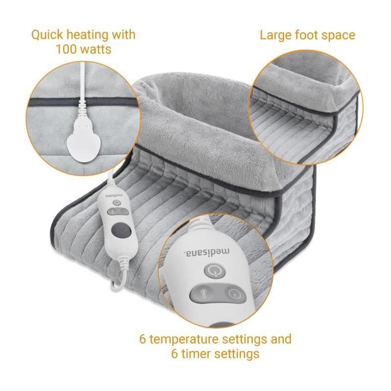 Chauffe-pieds Medisana Ultra-doux - 6 niveaux température - minuteur - lavable
