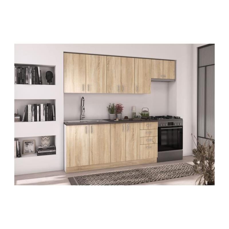 Meuble bas four chene sonoma - Livraison compacte