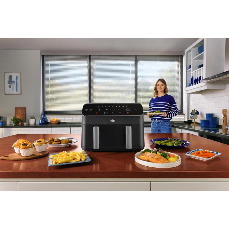 Beko FRL5388B friteuse Double 8,5 L Autonome 2400 W Friteuse d’air chaud Noir