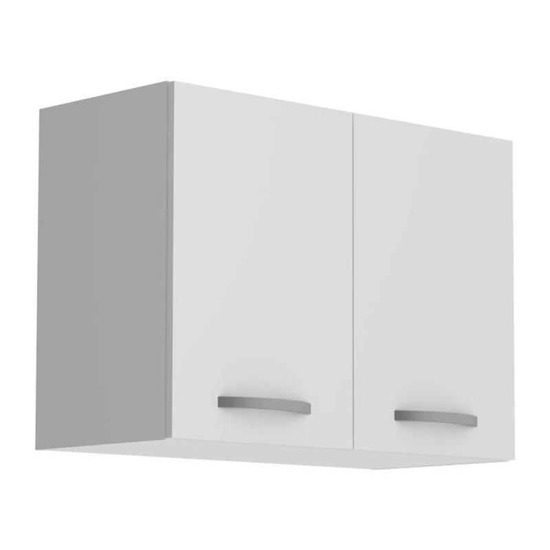 Meuble haut 2 portes OSLO - Blanc - L 80 x P 36 x H 58 cm