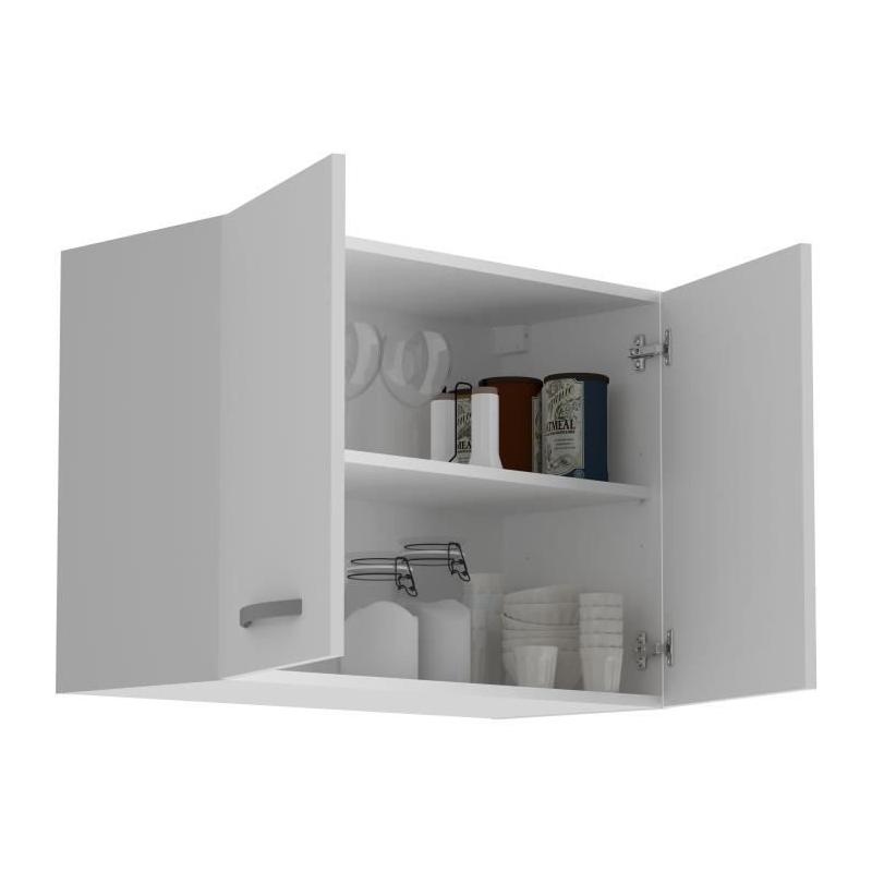 Meuble haut 2 portes OSLO - Blanc - L 80 x P 36 x H 58 cm