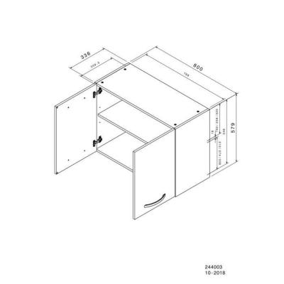 Meuble haut 2 portes OSLO - Blanc - L 80 x P 36 x H 58 cm