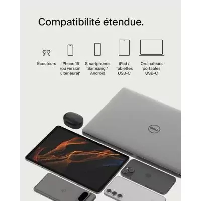 Câble tressé - BELKIN - USB-C vers USB-C - 2 m - Blanc Câble tressé - BELKIN - USB-C vers USB-C - 2 m - Blanc