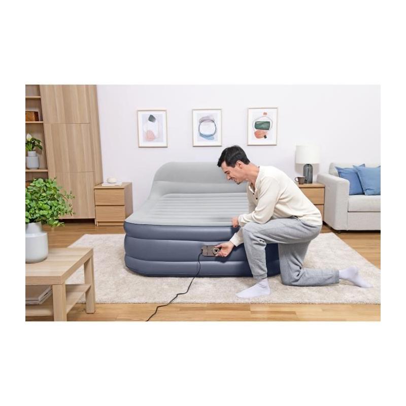 Matelas Gonflable Bestway 67923 - 2 Places, Tête de Lit, Pompe Intégrée