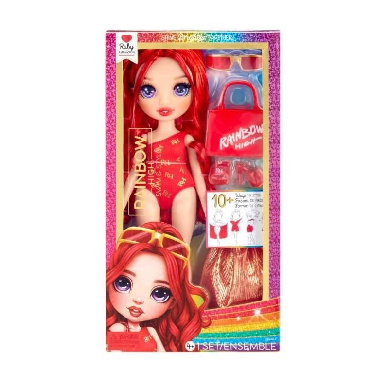 Poupée articulée Ruby avec maillot de bain et paréo - Pour les fans de Rainbow High