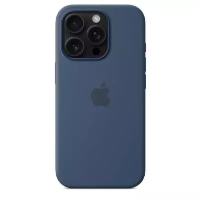 Coque iPhone 16 Pro en silicone avec MagSafe - Denim