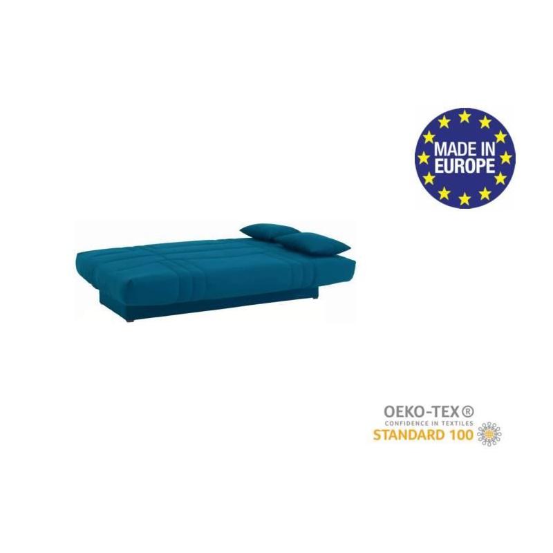 Banquette clic clac 3 places - Tissu bleu canard - Style Contemporain