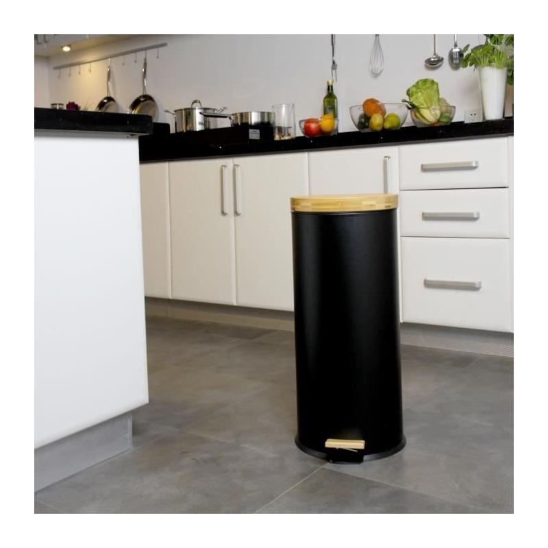 Poubelle de cuisine à pédale Forest - 30L - Noir mat