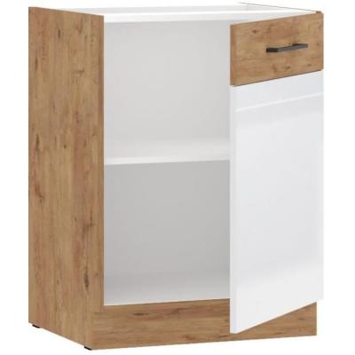 Meuble bas ROCK - Chene Lancelot et Blanc brillant