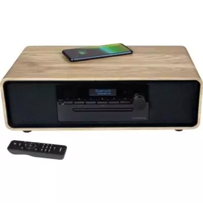Micro-chaîne Bluetooth Thomson - Bois/Noir, 60W, Radio FM/DAB+/CD/MP3/USB