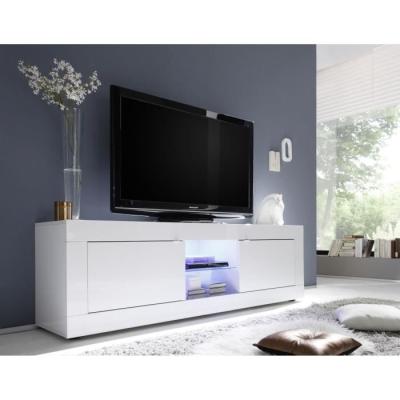 Meuble TV BASICO Blanc laqué brillant - 180 x 43 x 56 cm