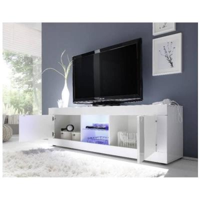 Meuble TV BASICO Blanc laqué brillant - 180 x 43 x 56 cm