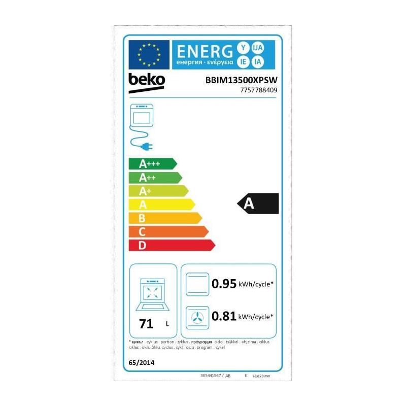 Four encastrable multifonction Beko - Pyrolyse - Inox / Noir - Porte froide