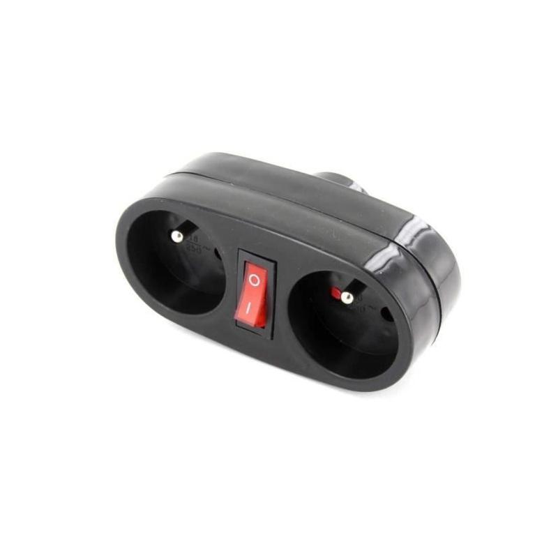 Prise Biplite 16A avec interrupteur anthracite - Compact et pratique