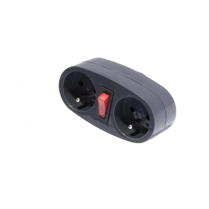 Prise Biplite 16A avec interrupteur anthracite - Compact et pratique