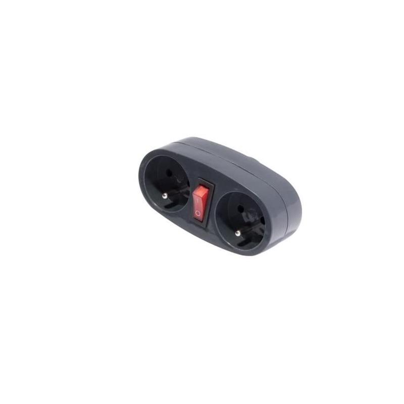 Prise Biplite 16A avec interrupteur anthracite - Compact et pratique