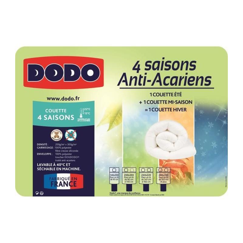 Couette 4 saisons anti-acariens DODO - 240 x 260 cm - Blanc