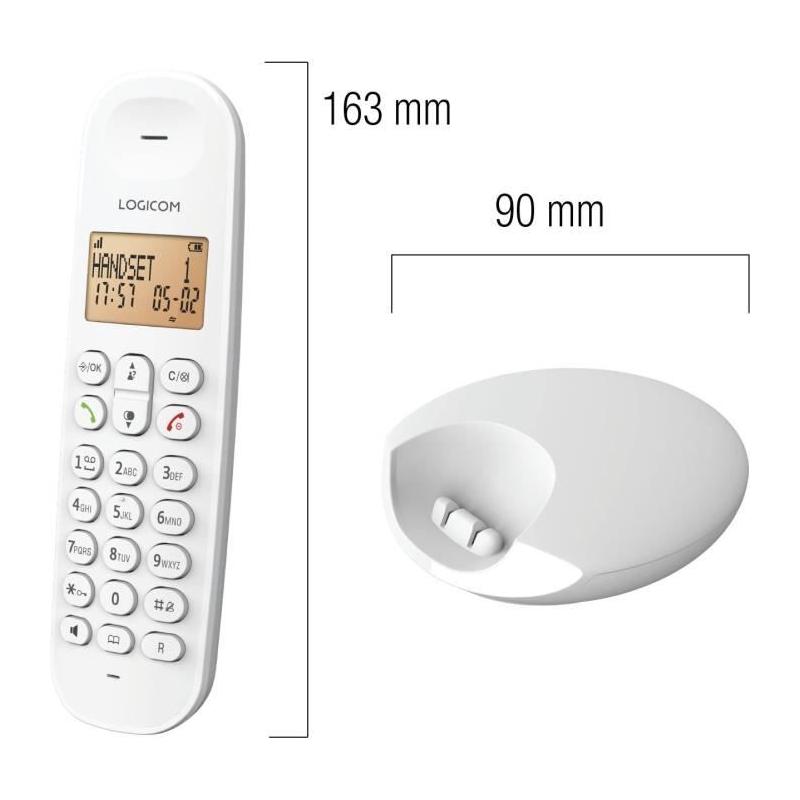 Téléphone fixe sans fil LOGICOM DECT ILOA 150 SOLO - Blanc - Compact et pratique
