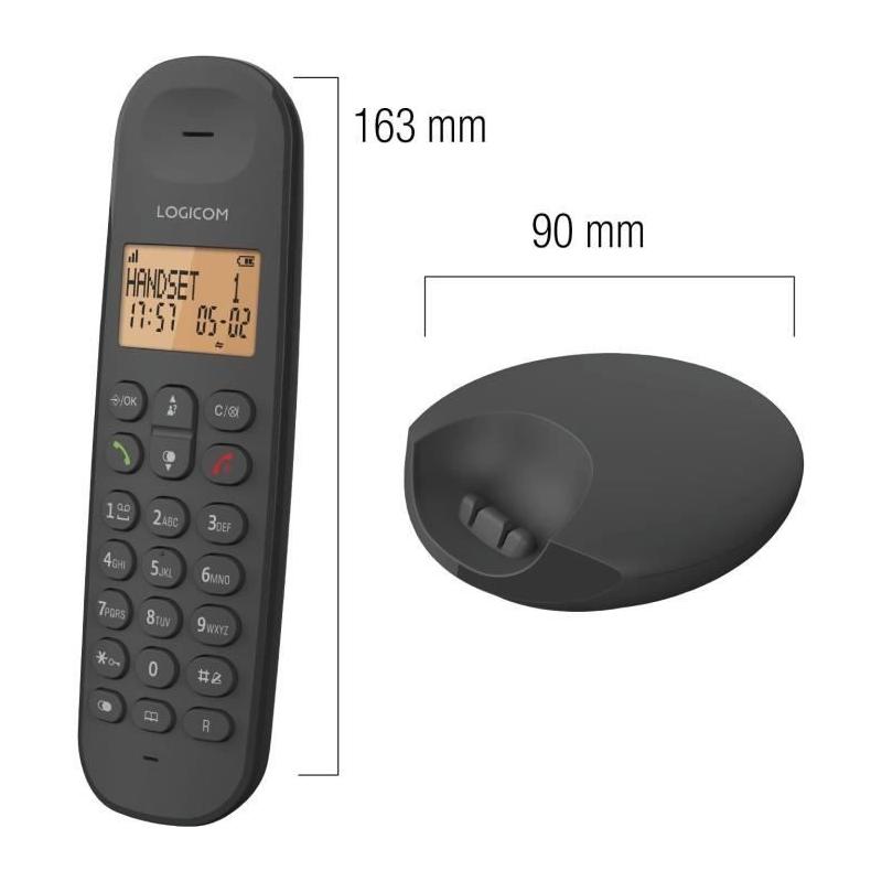 Téléphone fixe sans fil LOGICOM DECT ILOA 150 SOLO - Ardoise - Compact